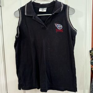 Vintage NFL Tennessee Titans Black Sleeveless Polo Size Medium